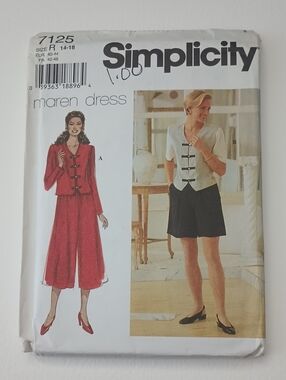 3/$15 Simplicity 7125 Maren Dress Sewing Pattern 039363188964 ©1996